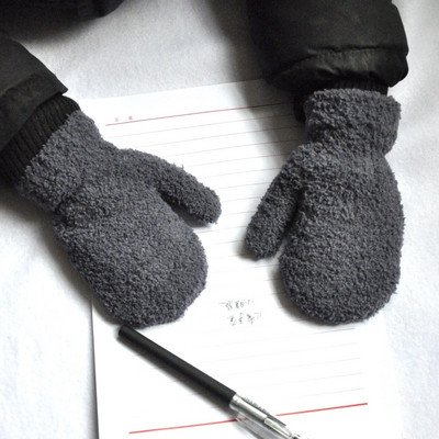 Iarna 5-11 ani Copii Coral Fleece Manusi calde pentru copii studenti Manusi noi de culoare solida Tricotat in aer liber Ciclism Schi Manusi