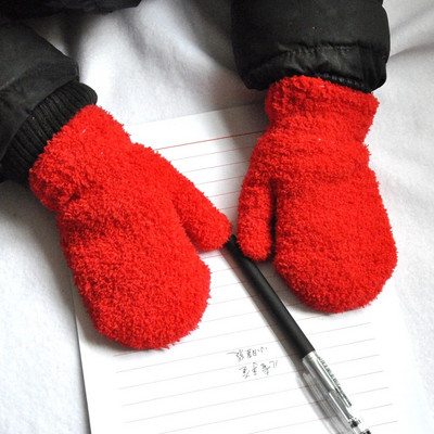 Iarna 5-11 ani Copii Coral Fleece Manusi calde pentru copii studenti Manusi noi de culoare solida Tricotat in aer liber Ciclism Schi Manusi