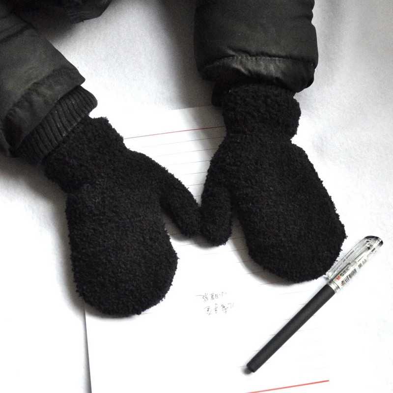 Χειμώνας 5-11Y Παιδιά Coral Fleece ζεστά γάντια για μωρά μαθητές Νέα μονόχρωμα γάντια πλέξιμο εξωτερικού χώρου Ποδηλατικά γάντια σκι