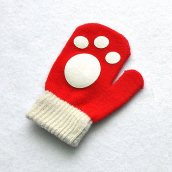 Детски къси ръкавици Зимни бебешки отпечатъци Плетени плюшени пухкави ръкавици с пръсти Есенно плетене Нагреватели за ръце 1-4 години