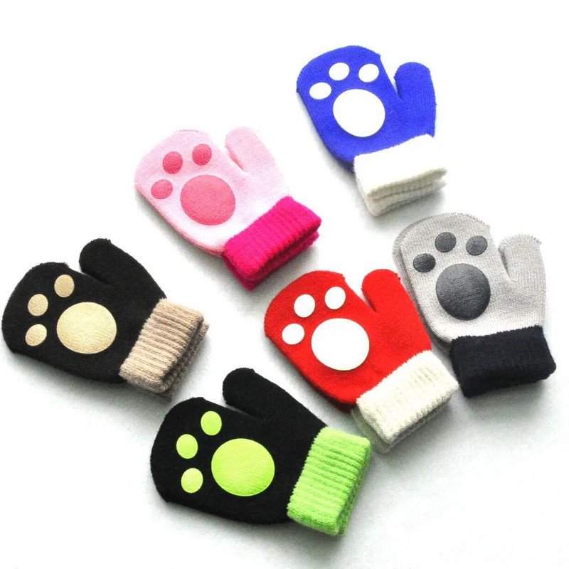 Lastele Lühikesed Kindad Talvised Beebi jalajälg Kootud Palus karvased Täissõrmega labakindad Sügisene kudumine Käesoojendaja 1-4 aastat vana