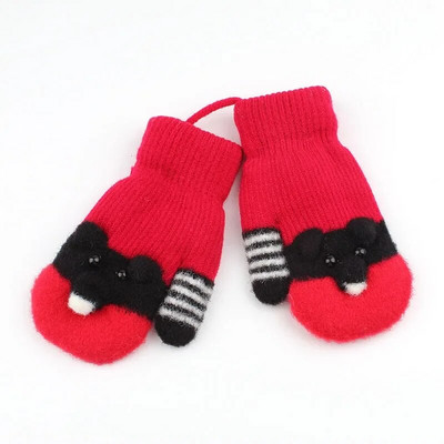 0-3 metų animacinių filmų kumštinės pirštinės su kailiu vaikui šiltos pirštinės vaikams rudeninės megztos pirštinės Mielos žieminės pirštinės berniukams ir mergaitėms
