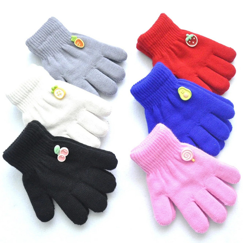 5-11Y Kids Winter Thicken Λούτρινα Ζεστά Γάντια για Αγόρι Κορίτσι Φοιτητικό Νέα Πλεκτά Γάντια Πλεκτά από Μασίφ Βελούδο Γάντια Ποδηλασίας Εξωτερικού Σκι