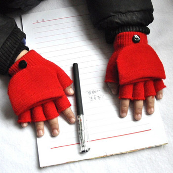 Бебешки ръкавици Деца Ученици Студенти Зимни удебелени топли плетени ръкавици с пръсти Flip Ръкавици за 5-11 години Плетене Детски ръкавици