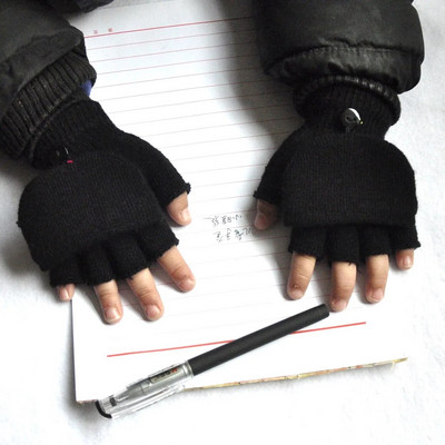 Beebikindad Lastele Õpilane Üliõpilane Talvised paksendatud soojad kootud labakindad Poolsõrmega ümberpööratavad kindad 5-11a kudumiseks Lastele kindad