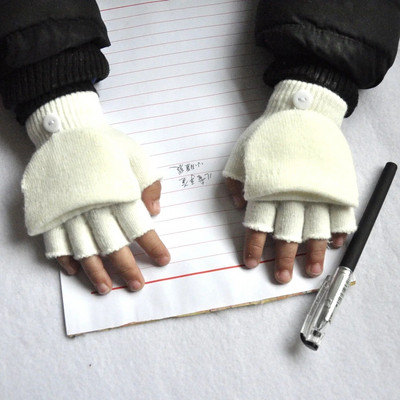 Beebikindad Lastele Õpilane Üliõpilane Talvised paksendatud soojad kootud labakindad Poolsõrmega ümberpööratavad kindad 5-11a kudumiseks Lastele kindad