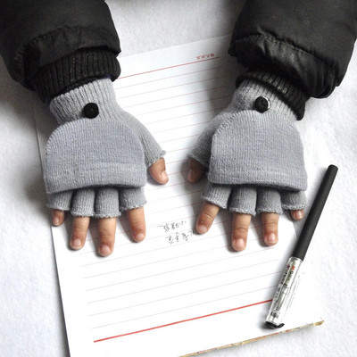 Beebikindad Lastele Õpilane Üliõpilane Talvised paksendatud soojad kootud labakindad Poolsõrmega ümberpööratavad kindad 5-11a kudumiseks Lastele kindad