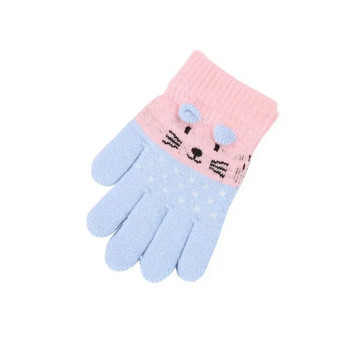 3-7 години Котешки бебешки ръкавици Плетени детски момчета Момичета Зимни сладки анимационни животни Детски ръкавици Топли ръкавици Детски зимни ръкавици