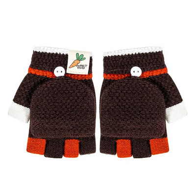 Χαριτωμένα χειμωνιάτικα ζεστά κινούμενα σχέδια Baby Thicken Γάντια Παιδικά Κοριτσάκια Γάντια Παιδιά Πλεκτά Γάντια Flip Over Γάντια Παιδιά 3-5 ετών