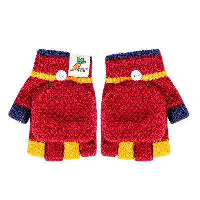 Χαριτωμένα χειμωνιάτικα ζεστά κινούμενα σχέδια Baby Thicken Γάντια Παιδικά Κοριτσάκια Γάντια Παιδιά Πλεκτά Γάντια Flip Over Γάντια Παιδιά 3-5 ετών