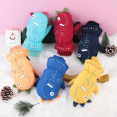 Naujos vaikams žiemos sniego aksominės šiltos pirštinės berniukams mergaitėms slidinėjimo snieglenčių pirštinės nuo vėjo atsparios vandeniui storos kumštinės pirštinės 3-6 m.