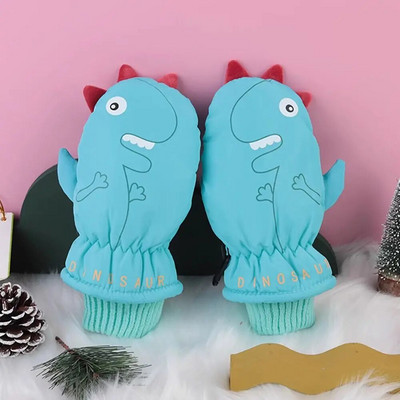 Naujos vaikams žiemos sniego aksominės šiltos pirštinės berniukams mergaitėms slidinėjimo snieglenčių pirštinės nuo vėjo atsparios vandeniui storos kumštinės pirštinės 3-6 m.