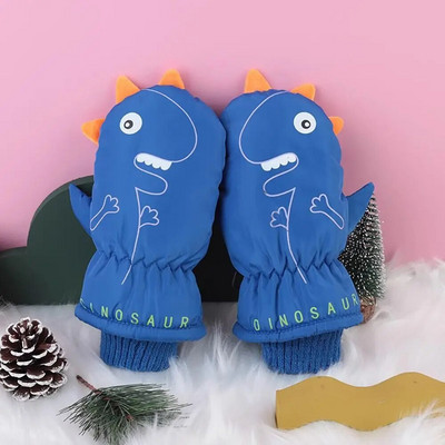 Naujos vaikams žiemos sniego aksominės šiltos pirštinės berniukams mergaitėms slidinėjimo snieglenčių pirštinės nuo vėjo atsparios vandeniui storos kumštinės pirštinės 3-6 m.