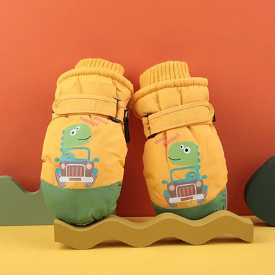 Naujos vaikams žiemos sniego aksominės šiltos pirštinės berniukams mergaitėms slidinėjimo snieglenčių pirštinės nuo vėjo atsparios vandeniui storos kumštinės pirštinės 3-6 m.