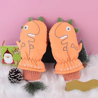 Naujos vaikams žiemos sniego aksominės šiltos pirštinės berniukams mergaitėms slidinėjimo snieglenčių pirštinės nuo vėjo atsparios vandeniui storos kumštinės pirštinės 3-6 m.