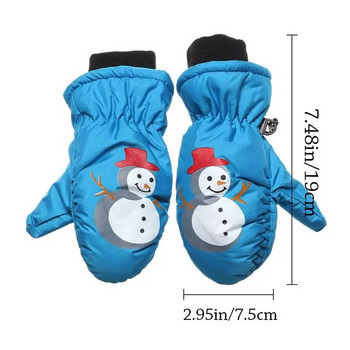 Χαριτωμένα κινούμενα σχέδια Χειμερινά παιδικά γάντια σκι Χοντρά ζεστά αντιολισθητικά γάντια αδιάβροχα αντιανεμικά αθλητικά γάντια εξωτερικού χώρου για 2 έως 5 χρόνια