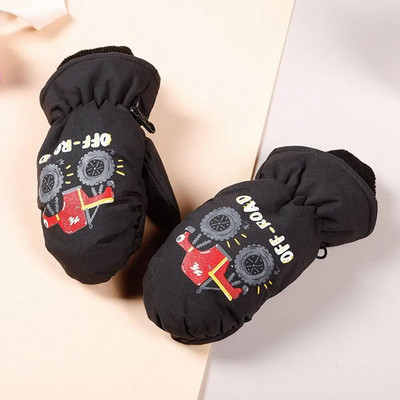 Slatke crtane zimske dječje skijaške rukavice, debele, tople neklizajuće rukavice, vodootporne rukavice za sportove na otvorenom otporne na vjetar za 2 do 5 godina