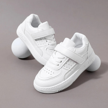 Παιδικά μικρά λευκά παπούτσια 2023 Άνοιξη και Φθινόπωρο Νέα Αθλητικά Παπούτσια για αγόρια και Κορίτσια Casual Board Παπούτσια Δερμάτινη μαλακή σόλα για μωρά