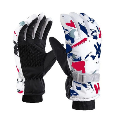 Madingos vaikų žiemos šiltos pirštinės storos sniego pirštinės Reguliuojamos šiltos pirštinės Unisex vandeniui atsparios slidinėjimo pirštinės berniukams mergaitėms