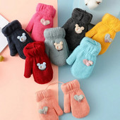 Žiemos stora šilta Vaikams apvyniotos pirštinės pirštinės Animacinis filmas Mielas megztas vilnos kumštinės pirštinės berniukams mergaitėms lauke vėjui atsparios vaikiškos pirštinės