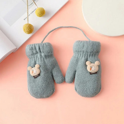 Žiemos stora šilta Vaikams apvyniotos pirštinės pirštinės Animacinis filmas Mielas megztas vilnos kumštinės pirštinės berniukams mergaitėms lauke vėjui atsparios vaikiškos pirštinės