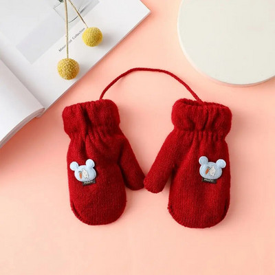 Žiemos stora šilta Vaikams apvyniotos pirštinės pirštinės Animacinis filmas Mielas megztas vilnos kumštinės pirštinės berniukams mergaitėms lauke vėjui atsparios vaikiškos pirštinės