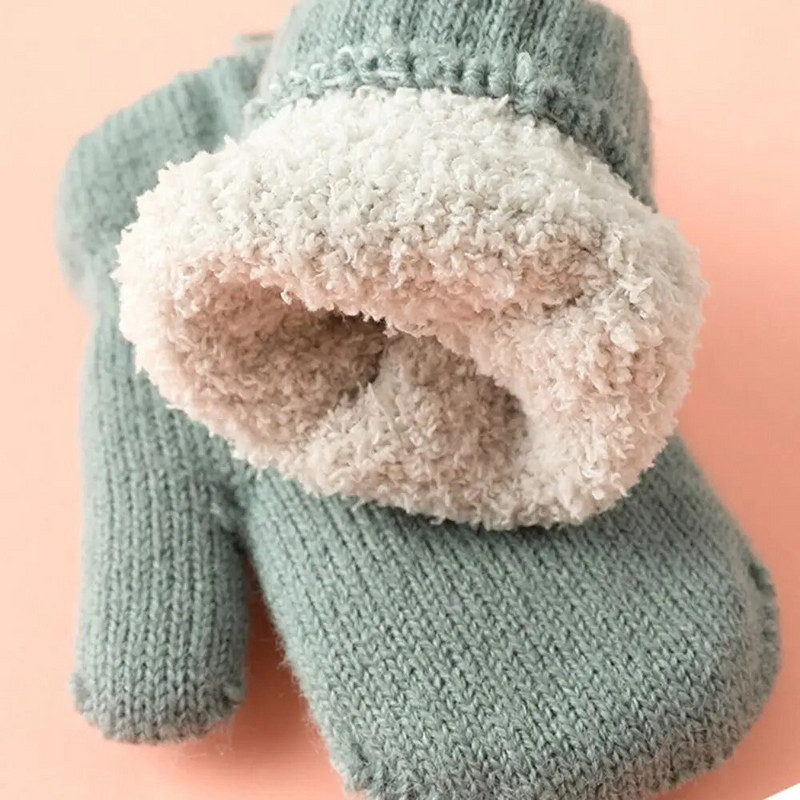 Žiemos stora šilta Vaikams apvyniotos pirštinės pirštinės Animacinis filmas Mielas megztas vilnos kumštinės pirštinės berniukams mergaitėms lauke vėjui atsparios vaikiškos pirštinės