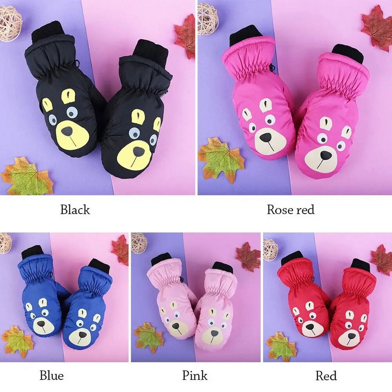 Παιδικά χαριτωμένα κινούμενα σχέδια Χειμερινά βαμβακερά γάντια σκι Χοντρά ζεστά αντιολισθητικά αδιάβροχα αντιανεμικά γάντια αθλητικά γάντια εξωτερικού χώρου 2-8 ετών