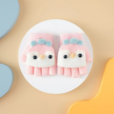 Kootud sõrmedeta kindad tüdrukutele Multifilm Küülikukõrvad Beebi kindad Soojad Lapsed Talvised Poolsõrmed Kindad Beebi Aksessuaarid