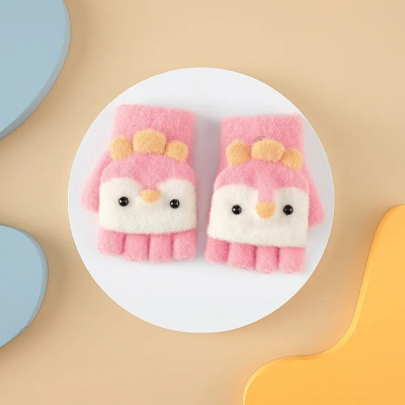 Kootud sõrmedeta kindad tüdrukutele Multifilm Küülikukõrvad Beebi kindad Soojad Lapsed Talvised Poolsõrmed Kindad Beebi Aksessuaarid