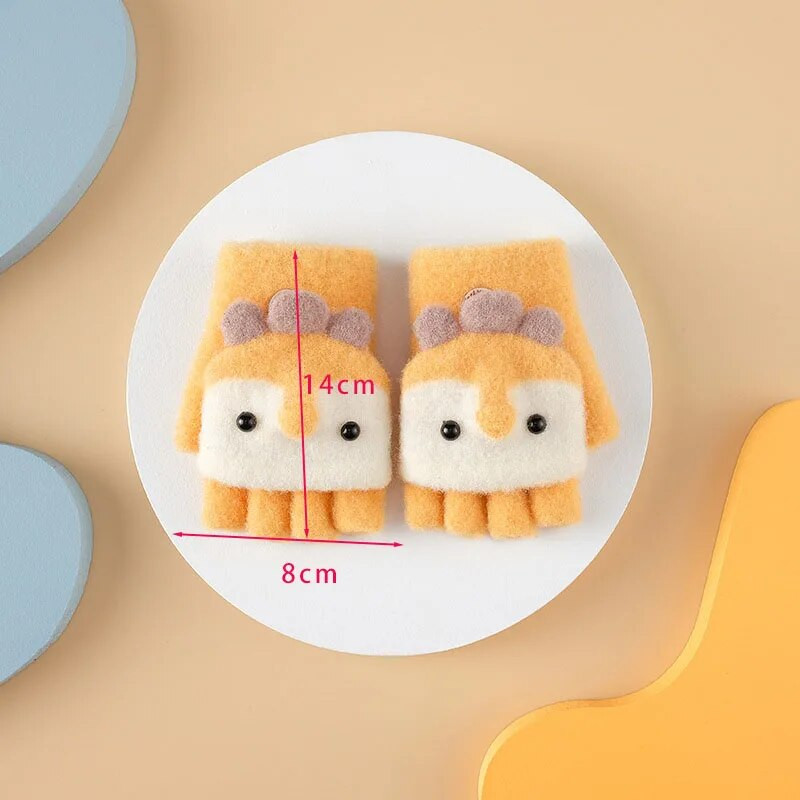 Kootud sõrmedeta kindad tüdrukutele Multifilm Küülikukõrvad Beebi kindad Soojad Lapsed Talvised Poolsõrmed Kindad Beebi Aksessuaarid