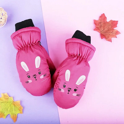 Χειμώνας 3-10 χρονών Παιδικά γάντια σκι Γάντια κινουμένων σχεδίων κουνέλι αθλητικά γάντια αντιανεμικά αδιάβροχα γάντια χοντρά ζεστά γάντια για αγόρια κορίτσια