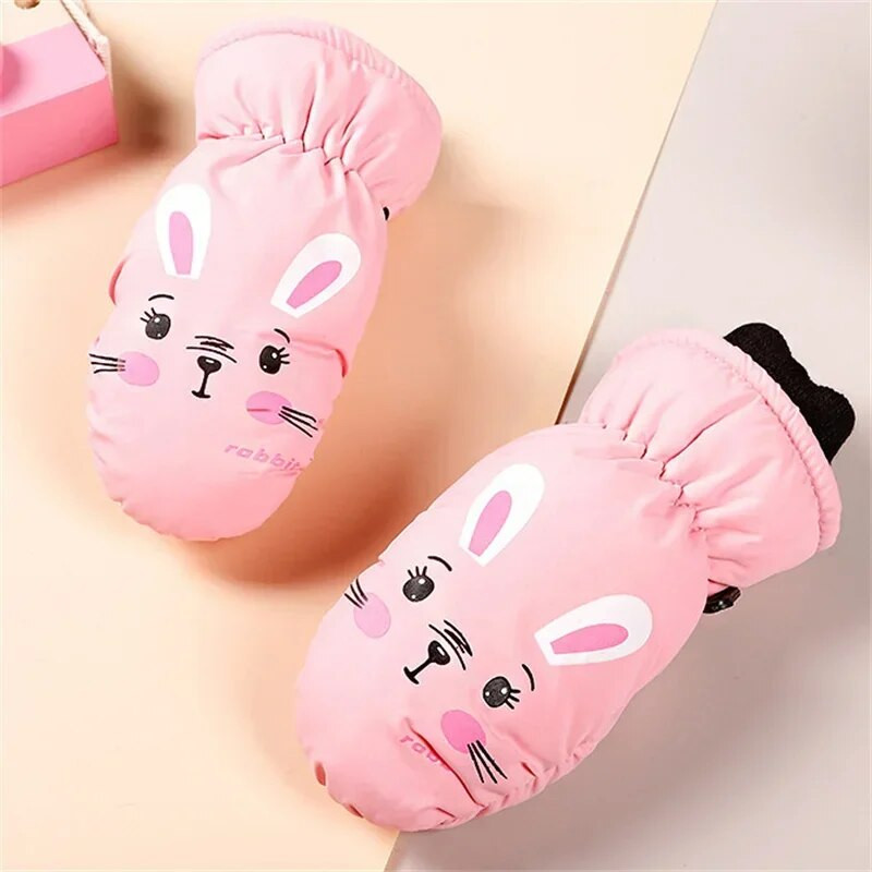 Χειμώνας 3-10 χρονών Παιδικά γάντια σκι Γάντια κινουμένων σχεδίων κουνέλι αθλητικά γάντια αντιανεμικά αδιάβροχα γάντια χοντρά ζεστά γάντια για αγόρια κορίτσια