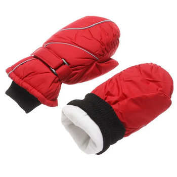 Неплъзгащи се удебелени топли зимни едноцветни ветроустойчиви водоустойчиви снежен сноуборд с дълги ръкави ръкавици Детски ски ръкавици