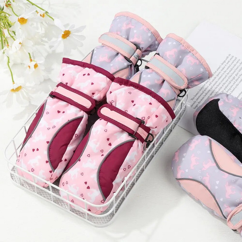 Nauji Mieli Vaikai Žiema Sniego Šiltos Pirštinės berniukams Mergaitėms Slidinėjimo Snieglentės Pirštinės Neperšlampamos Vėjui Neperšlampamos Storos Laikykite Šiltai Pirštinės