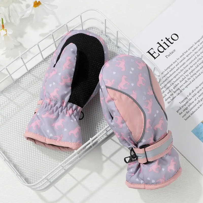 Nauji Mieli Vaikai Žiema Sniego Šiltos Pirštinės berniukams Mergaitėms Slidinėjimo Snieglentės Pirštinės Neperšlampamos Vėjui Neperšlampamos Storos Laikykite Šiltai Pirštinės