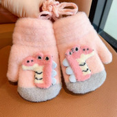 Nove dječje rukavice za djevojčice, slatke crtane mašne, plišane zadebljane tople rukavice, dječje mekane rukavice otporne na vjetar, tople omotane rukavice za 2–4 godine