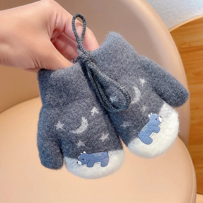 Nove dječje rukavice za djevojčice, slatke crtane mašne, plišane zadebljane tople rukavice, dječje mekane rukavice otporne na vjetar, tople omotane rukavice za 2–4 godine