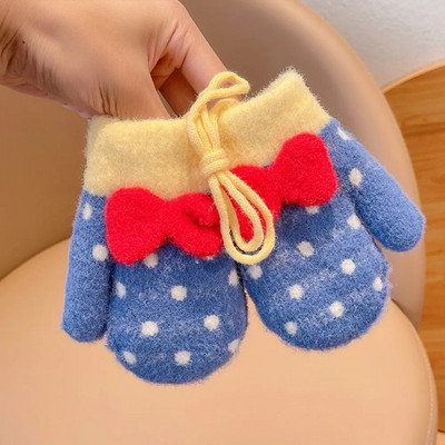 Nove dječje rukavice za djevojčice, slatke crtane mašne, plišane zadebljane tople rukavice, dječje mekane rukavice otporne na vjetar, tople omotane rukavice za 2–4 godine