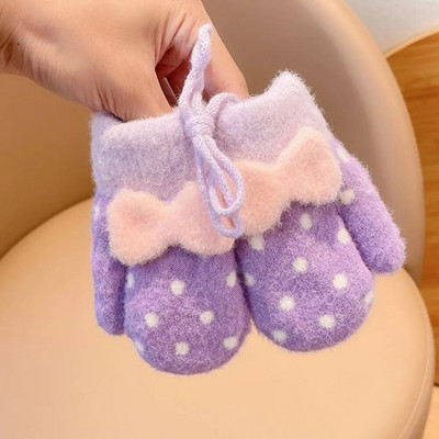 Nove dječje rukavice za djevojčice, slatke crtane mašne, plišane zadebljane tople rukavice, dječje mekane rukavice otporne na vjetar, tople omotane rukavice za 2–4 godine