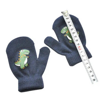 Warmom Детски топли ръкавици с анимационен динозавър Зимни ръкавици за деца Детски ръкавици с пълен пръст Топли детски ръкавици за деца на открито