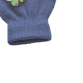 Warmom Детски топли ръкавици с анимационен динозавър Зимни ръкавици за деца Детски ръкавици с пълен пръст Топли детски ръкавици за деца на открито