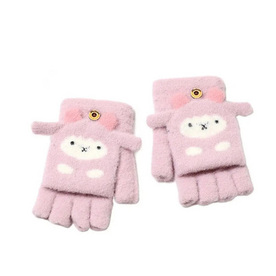 Χαριτωμένα παιδικά πλεκτά γάντια χειμώνα ζεστό μάλλινο ύφασμα γάντια αγόρι κορίτσι Παιδιά εξωτερικού χώρου Κάλυμμα με μισό δάχτυλο Γάντια 3-6 ετών
