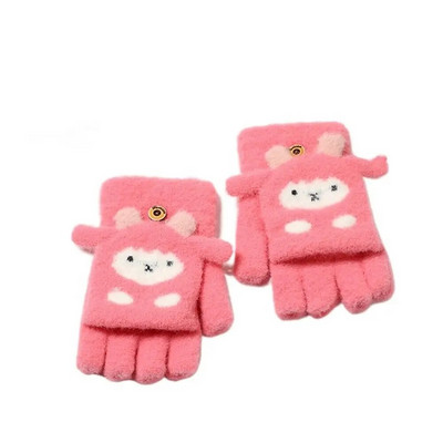 Χαριτωμένα παιδικά πλεκτά γάντια χειμώνα ζεστό μάλλινο ύφασμα γάντια αγόρι κορίτσι Παιδιά εξωτερικού χώρου Κάλυμμα με μισό δάχτυλο Γάντια 3-6 ετών