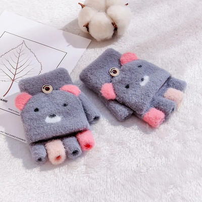 Χαριτωμένα παιδικά πλεκτά γάντια χειμώνα ζεστό μάλλινο ύφασμα γάντια αγόρι κορίτσι Παιδιά εξωτερικού χώρου Κάλυμμα με μισό δάχτυλο Γάντια 3-6 ετών