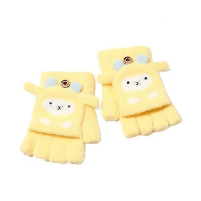 Χαριτωμένα παιδικά πλεκτά γάντια χειμώνα ζεστό μάλλινο ύφασμα γάντια αγόρι κορίτσι Παιδιά εξωτερικού χώρου Κάλυμμα με μισό δάχτυλο Γάντια 3-6 ετών