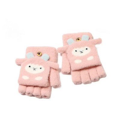 Χαριτωμένα παιδικά πλεκτά γάντια χειμώνα ζεστό μάλλινο ύφασμα γάντια αγόρι κορίτσι Παιδιά εξωτερικού χώρου Κάλυμμα με μισό δάχτυλο Γάντια 3-6 ετών