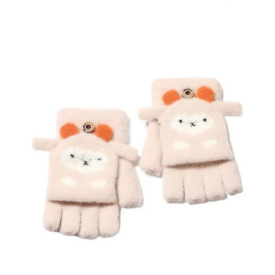 Χαριτωμένα παιδικά πλεκτά γάντια χειμώνα ζεστό μάλλινο ύφασμα γάντια αγόρι κορίτσι Παιδιά εξωτερικού χώρου Κάλυμμα με μισό δάχτυλο Γάντια 3-6 ετών