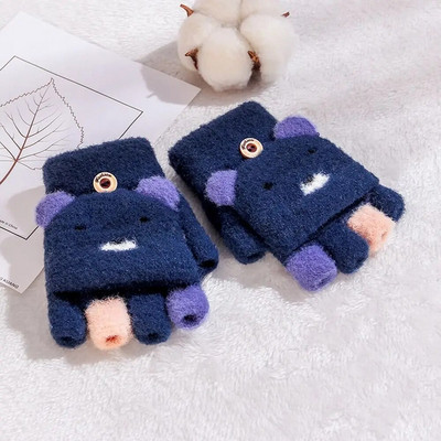 Χαριτωμένα παιδικά πλεκτά γάντια χειμώνα ζεστό μάλλινο ύφασμα γάντια αγόρι κορίτσι Παιδιά εξωτερικού χώρου Κάλυμμα με μισό δάχτυλο Γάντια 3-6 ετών