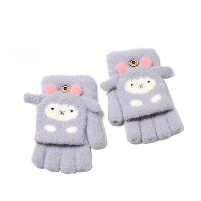 Χαριτωμένα παιδικά πλεκτά γάντια χειμώνα ζεστό μάλλινο ύφασμα γάντια αγόρι κορίτσι Παιδιά εξωτερικού χώρου Κάλυμμα με μισό δάχτυλο Γάντια 3-6 ετών
